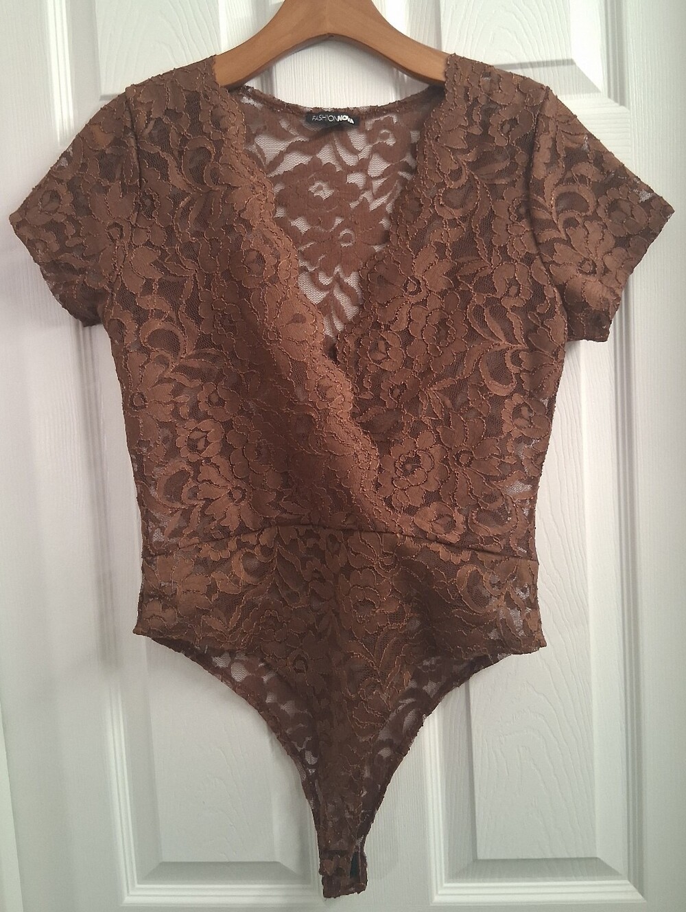 Fashion Nova Sheer Lace Bodysuit Medium